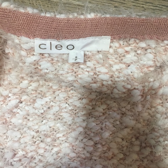 Cleo eyelash fluffy knit cardigan light pink EUC Sz S - Picture 6 of 13